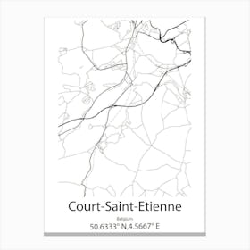 Court Saint Etienne,Belgium Minimalist Map Canvas Print