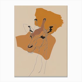 Giraffe Head - Boho, Line Art Canvas Print