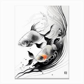 Kin Ki Bekko 1, Koi Fish Minimal Line Drawing Canvas Print