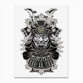 Samurai Mask Illustratiomn Warrior Character Superhero Canvas Print