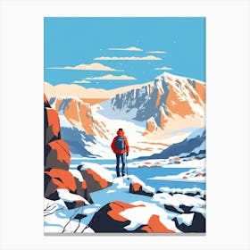 Retro Winter Illustration Snowdonia United Kingdom 3 Canvas Print