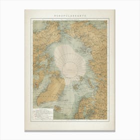 Vintage Brockhaus 7 Nordpolkarte Canvas Print