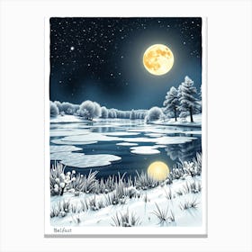 Full Moon Over Lake Canvas Print