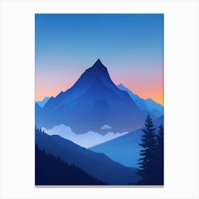 Misty Mountains Vertical Composition In Blue Tone 161 Canvas Print
