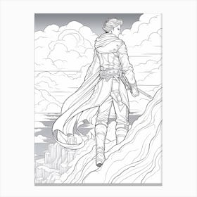 Line Art Inspired By The Wanderer Above The Sea Of Fog 4 Canvas Print