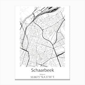 Schaarbeek,Belgium Minimalist Map Canvas Print