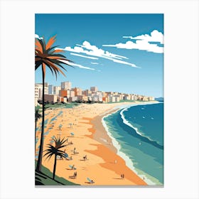 Bondi Beach, Australia, Flat Illustration 1 Canvas Print