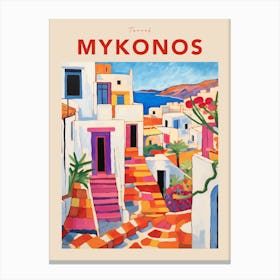 Mykonos Greece Fauvist Travel Poster Canvas Print