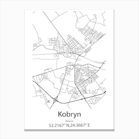 Kobryn,Belarus Minimalist Map Canvas Print