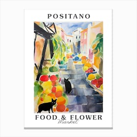 Food Market With Cats In Positano 2 Poster Canvas Print