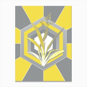 Vintage Flax Lilies Botanical Geometric Art in Yellow and Gray n.213 Canvas Print