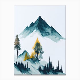 Mountain And Forest In Minimalist Watercolor Vertical Composition 372 Canvas Print