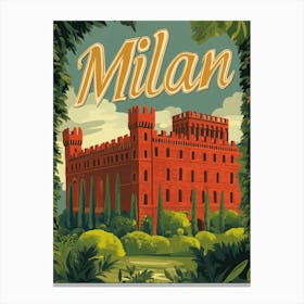 Aihrgdesign A Retro Travel Poster For Milan 1 Canvas Print