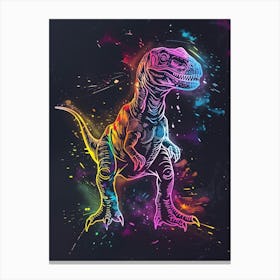 Neon Outline Dinosaur Illustration 3 Canvas Print