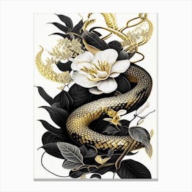 Forest Pit Viper Snake Gold And Black Canvas Print