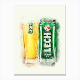 Lech Beer Watercolor Canvas Print