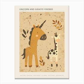 Unicorn & Giraffe Friend Muted Pastel 2 Poster Canvas Print