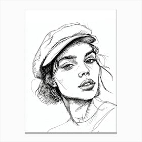 Portrait Of A Woman Minimalist Line Art Monoline Illustration 1 Canvas Print