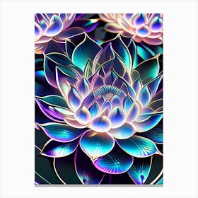 Lotus Flower Repeat Pattern Holographic 1 Canvas Print