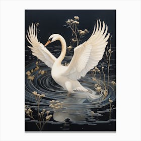 Swan 3 Gold Detail Painting Canvas Print