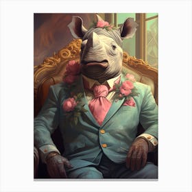 Rhino In A Suit 2 Canvas Print