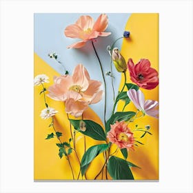 Flowers On A Yellow Background 1 Canvas Print