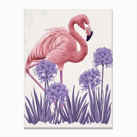 Andean Flamingo And Agapanthus Minimalist Illustration 3 Canvas Print