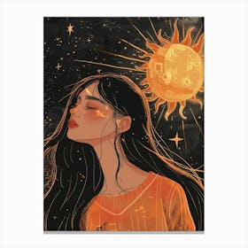 Girl With The Sun Canvas Print