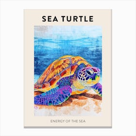 Sea Turtle On The Ocean Floor Pencil Doodle Poster 2 Canvas Print