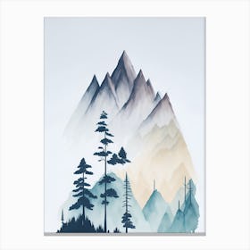 Mountain And Forest In Minimalist Watercolor Vertical Composition 126 Canvas Print