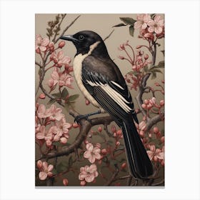 Dark And Moody Botanical Magpie 6 Canvas Print