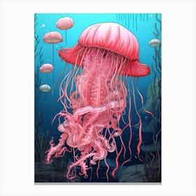 Lions Mane Jellyfish Illustration 4 Canvas Print