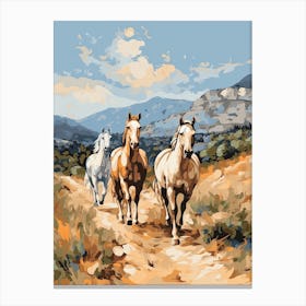 Horses Painting In Corsica, France 2 Canvas Print