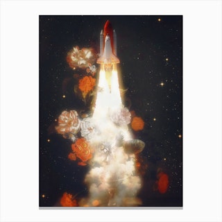 Space Shuttle & Flowers Canvas Print