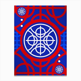 Geometric Glyph in White on Red and Blue Array n.0077 Canvas Print