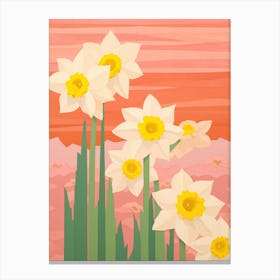Daffodils Flower Big Bold Illustration 2 Canvas Print