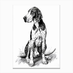 American Foxhound Dog Line Sketch Canvas Print
