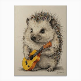 Hedgehog Playing Guitar 19 Canvas Print