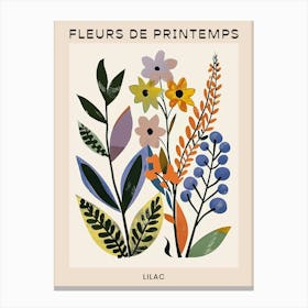 Spring Floral French Poster  Lilac 2 Canvas Print