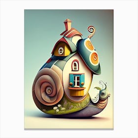 Snail With House On Its Back Patchwork Canvas Print