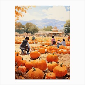 Pumpkin Patch, Watercolour 4 Canvas Print