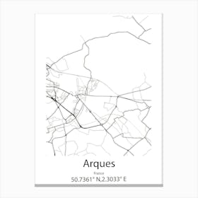 Arques,France Minimalist Map Canvas Print