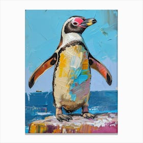 Galapagos Penguin St Kilda Breakwater Colour Block Painting 4 Canvas Print