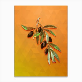 Vintage Olive Tree Branch Botanical Art on Tangelo Canvas Print