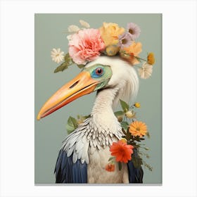 Bird With A Flower Crown Stork 3 Canvas Print