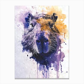 Aesthetic Capybara Watercolor Splatter 1 Canvas Print