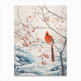 Winter Bird Painting Cardinal 2 Canvas Print