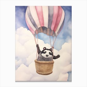 Baby Badger 1 In A Hot Air Balloon Canvas Print