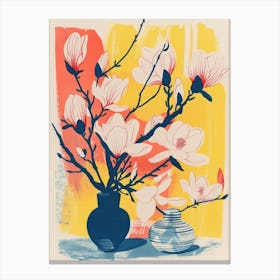 Magnolia Flowers On A Table   Contemporary Illustration 2 Canvas Print