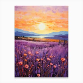 Sunset In Lavender Field 1 Canvas Print